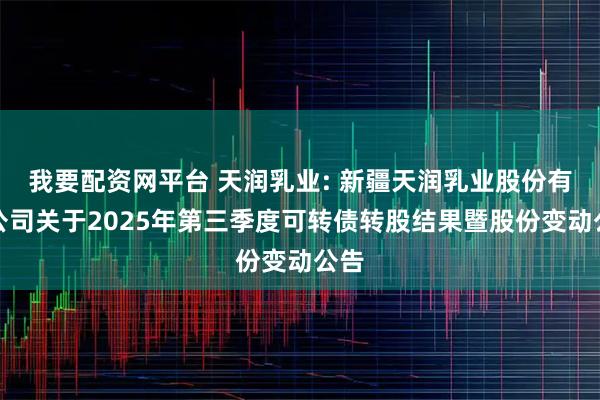 我要配资网平台 天润乳业: 新疆天润乳业股份有限公司关于2025年第三季度可转债转股结果暨股份变动公告